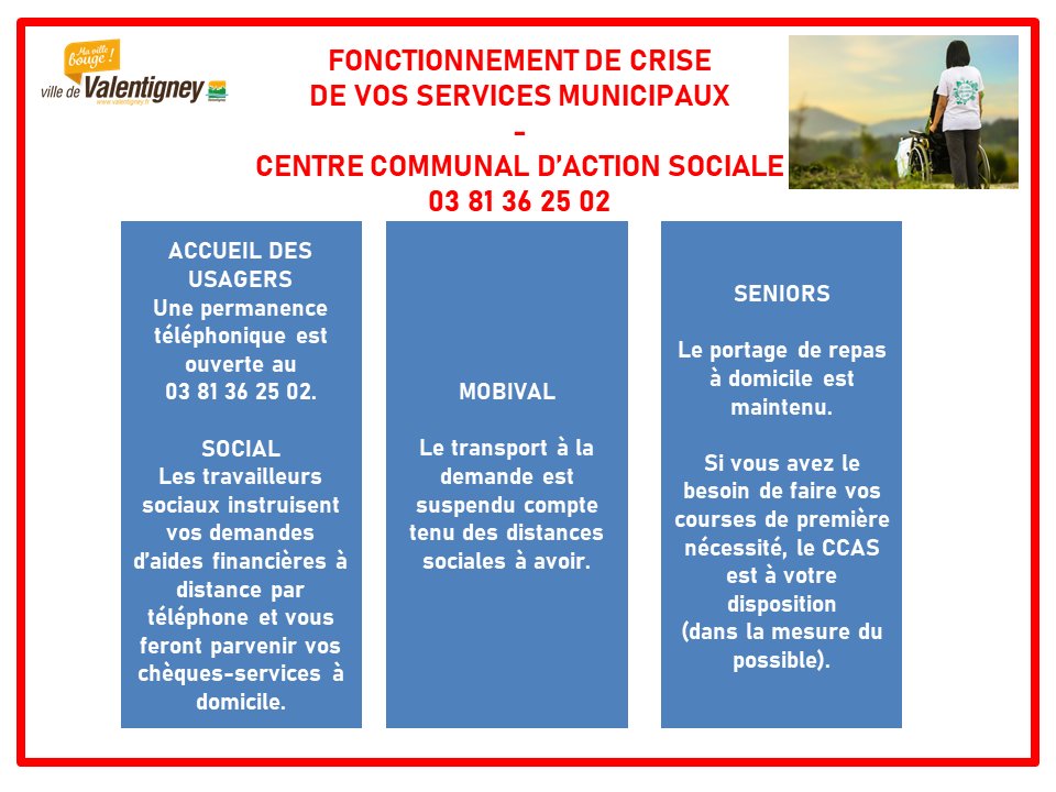ValentigneyFr's tweet photo. 🚨Fonctionnement des services @ValentigneyFr : le Centre Communal d'Action Sociale #coronavirus @ToutMontbeliard @LEstRepMontbe https://t.co/w6mLqf54tI