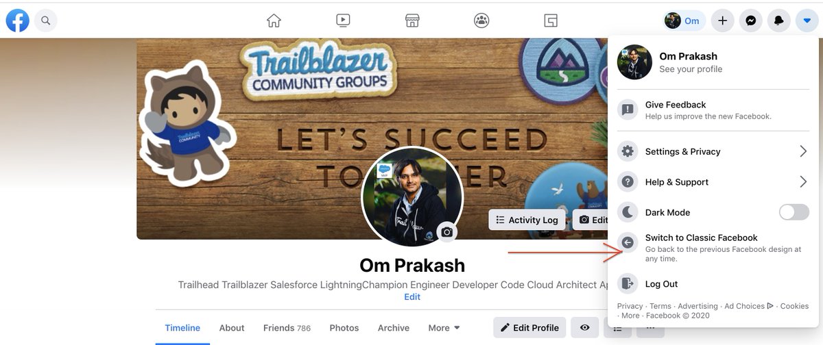 omprakash_it's tweet photo. "Switch to Classic @Facebook" option on Facebook giving me a feeling of "Switch to @salesforce Classic".
#ItsBetterInLightning
#Lightning is the future. https://t.co/oaFd6DDFIp