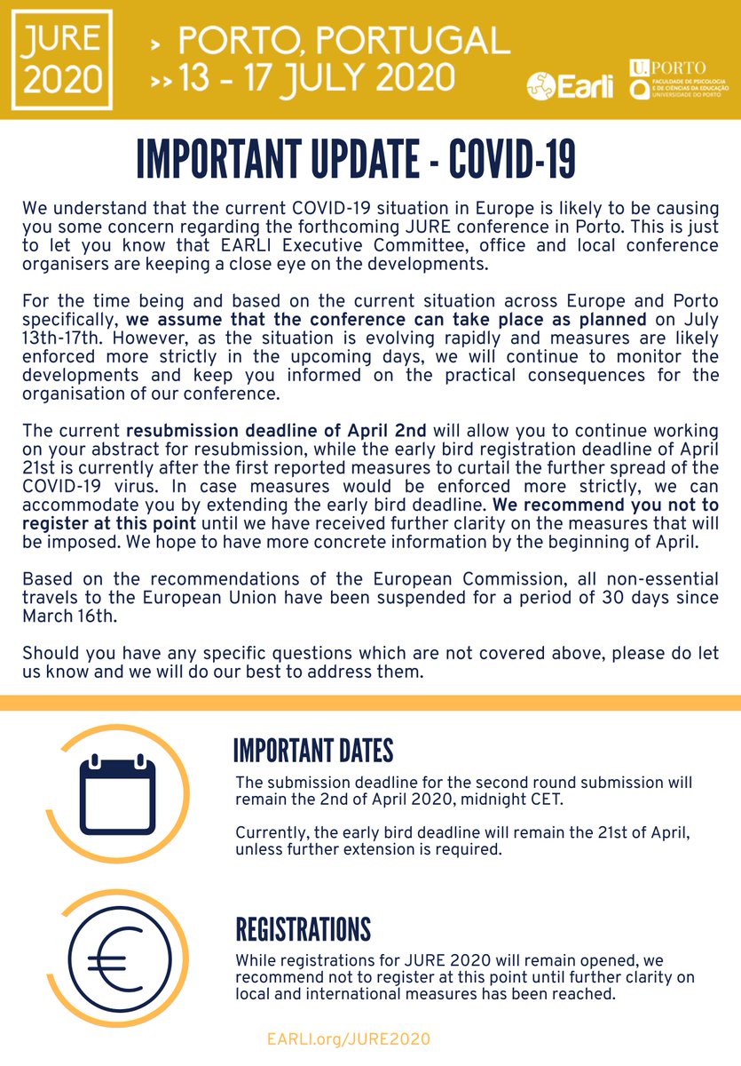 Important update with regards to #JURE2020 and COVID-19! 👇