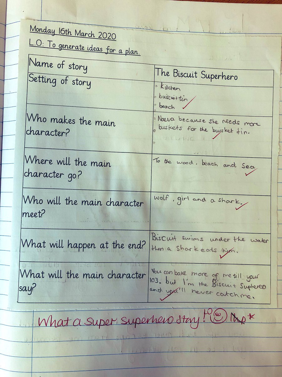 elstonhallsch's tweet image. Following on from reading our playscripts, Y3 have started planning and writing our own play based on “The Gingerbread Man” . Meet the Biscuit Superhero 🦸♀️ 🍪 #playscript #y3 look at this super one!