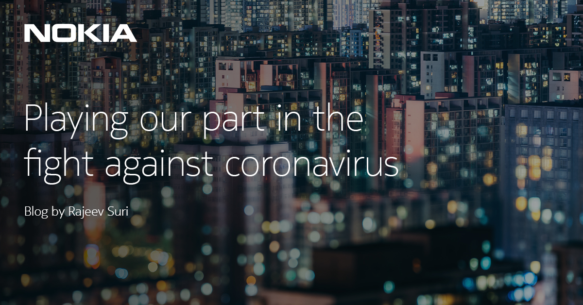 nokia's tweet photo. Our Rajeev Suri blogs how we are playing our part in the fight against #coronavirus, and support our employees, customers and societies where we operate. We also launch Coronavirus Global Donation Fund to local groups combatting #COVID19. https://t.co/SuF8Ez7Wjv #TeamNokia #CSR https://t.co/thHcqokqDy