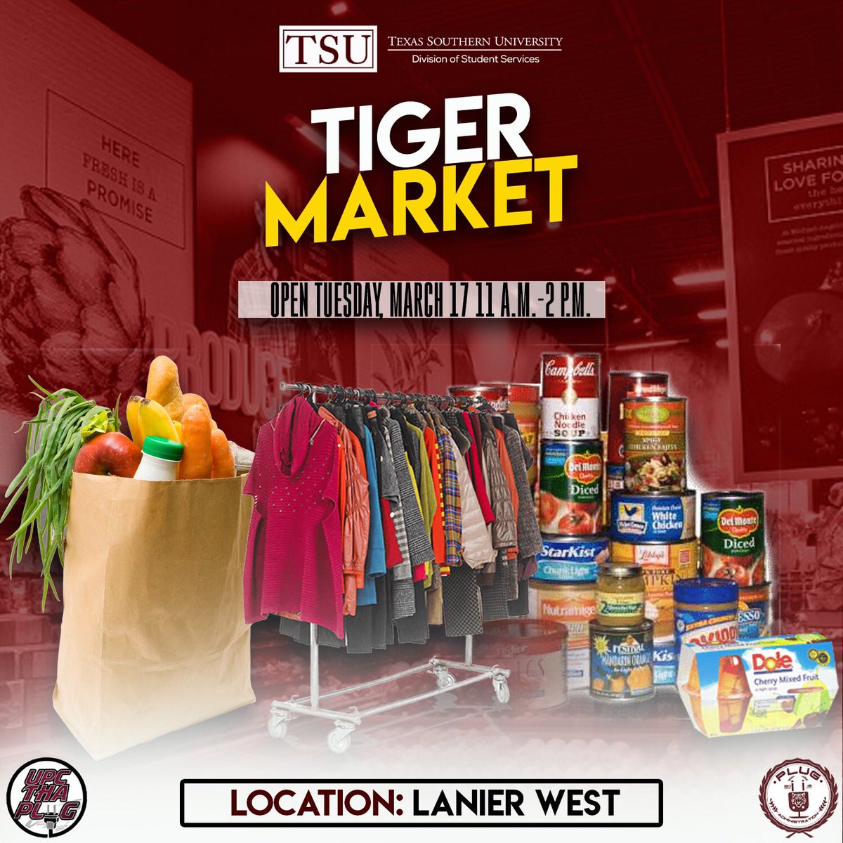 TSUSGA1's tweet photo. Our Texas Southern food pantry “The Tiger Market” is now open ! https://t.co/l1Bndkav3n