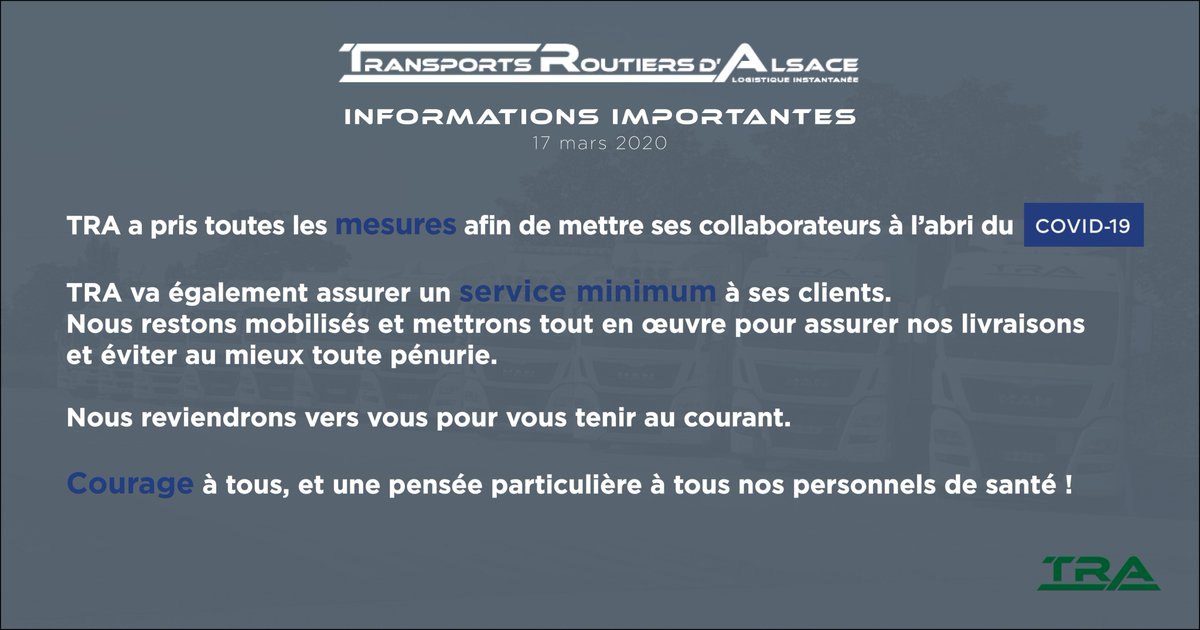 trAlsace's tweet photo. Infos #TRA #COVID2019 
(17 mars 2020) https://t.co/WcVH2KT9Iv