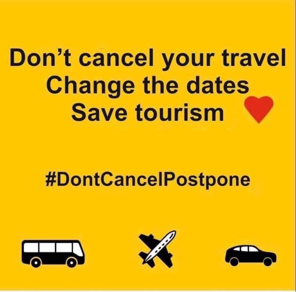 My friends are at the front of my mind right now. If you have a trip booked don’t cancel but postpone. Things will get better! But we NEED you to have faith that it will. Please don’t cancel your trips. #SaveTourism #DontCancelPostpone