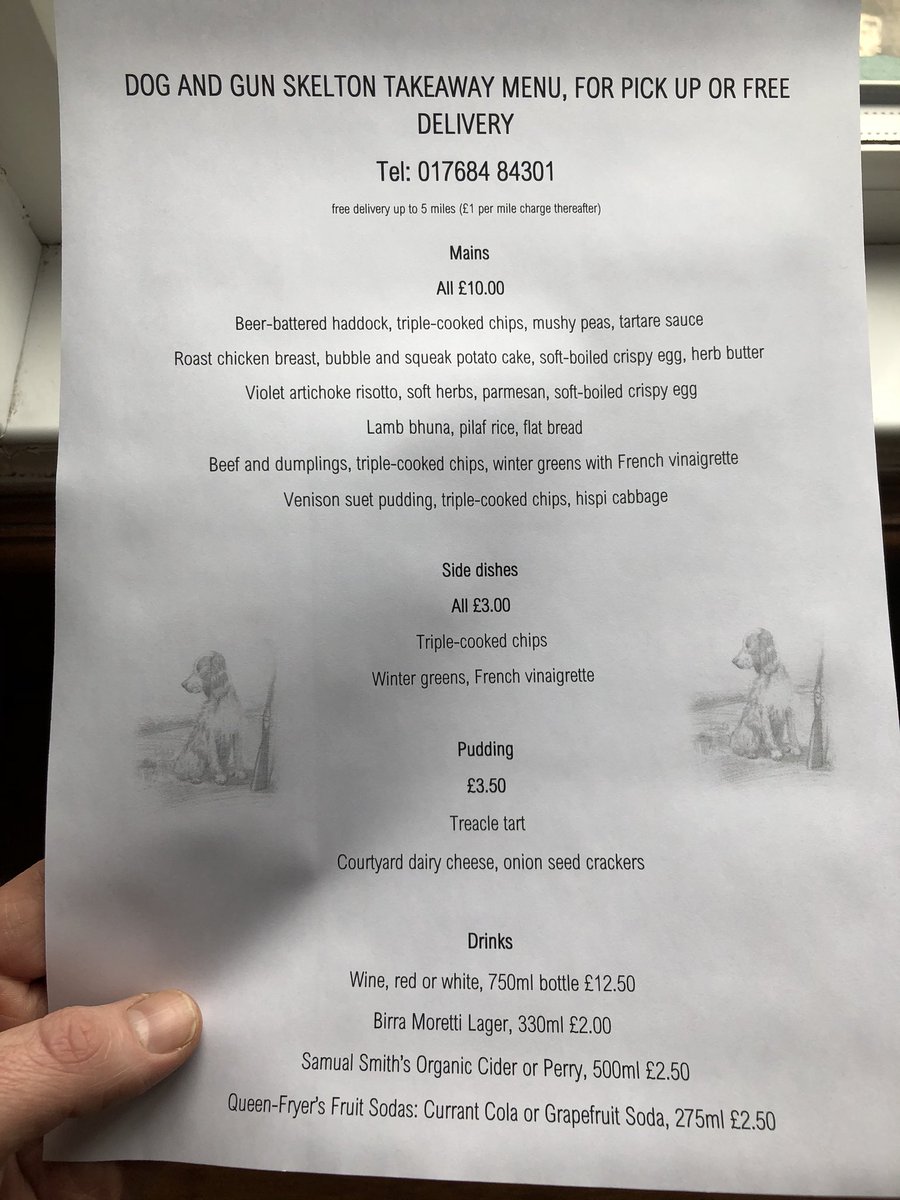 Here is our takeaway menu starting at 5pm on Thursday 19th March. Pickup or delivery available. Pub open as normal... many thanks Ben @MarinaOLoughlin @keswickbootco @cumbriatourism
