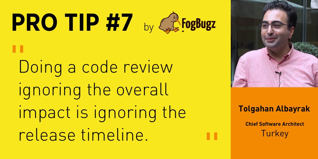 #ProTip Number 7👇👇👇 - A seasoned chief software architect from 🇹🇷 Turkey explains why you should be extra careful with code reviews... Thoughts 🤔? Try FogBugz now! 👉 bit.ly/39FSkeY
