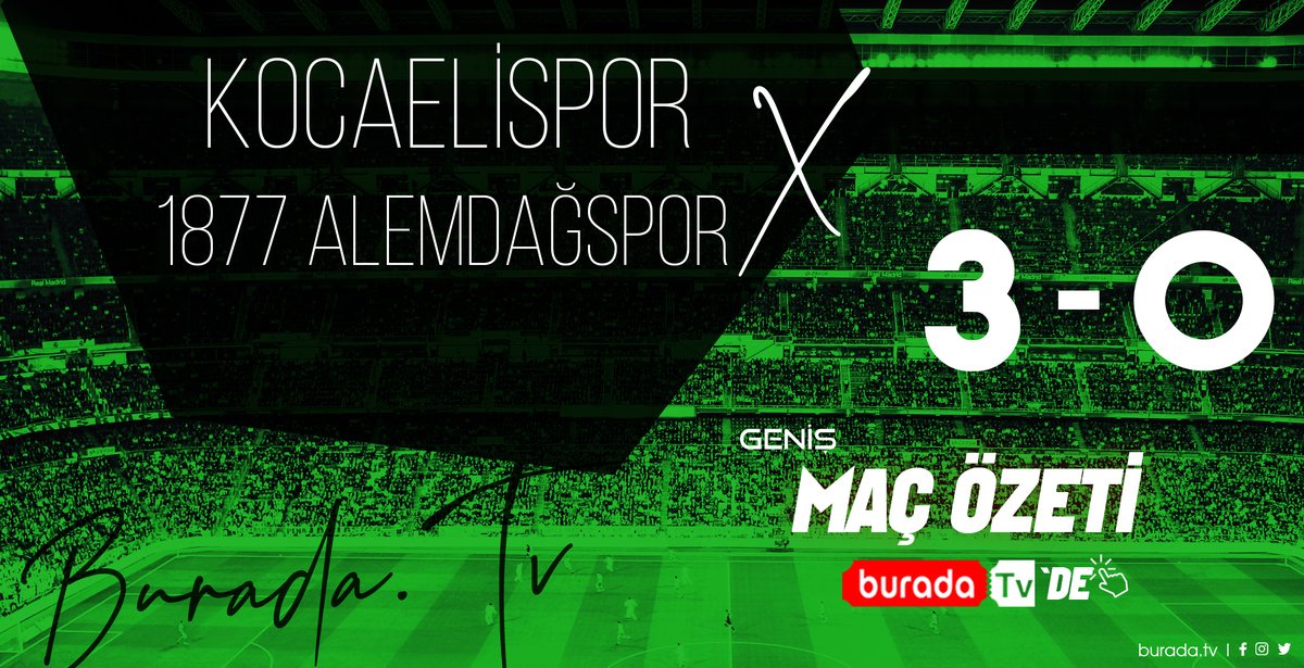 MAÇ ÖZETİ , KOCAELİSPOR 3- 1877 ALEMDAĞSPOR 0 ,BURADA TV ,(15 MART 2020) ,ÖZET burada.tv'de ,
