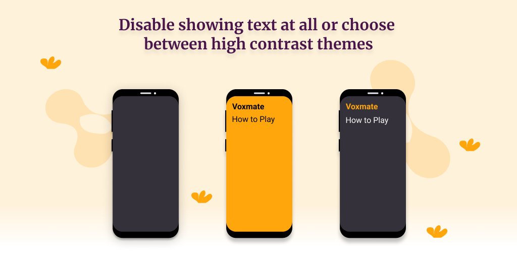 Graphic depicting three phones: one shows only black background, another - white text on black background, and the last one has black text on orange background. 