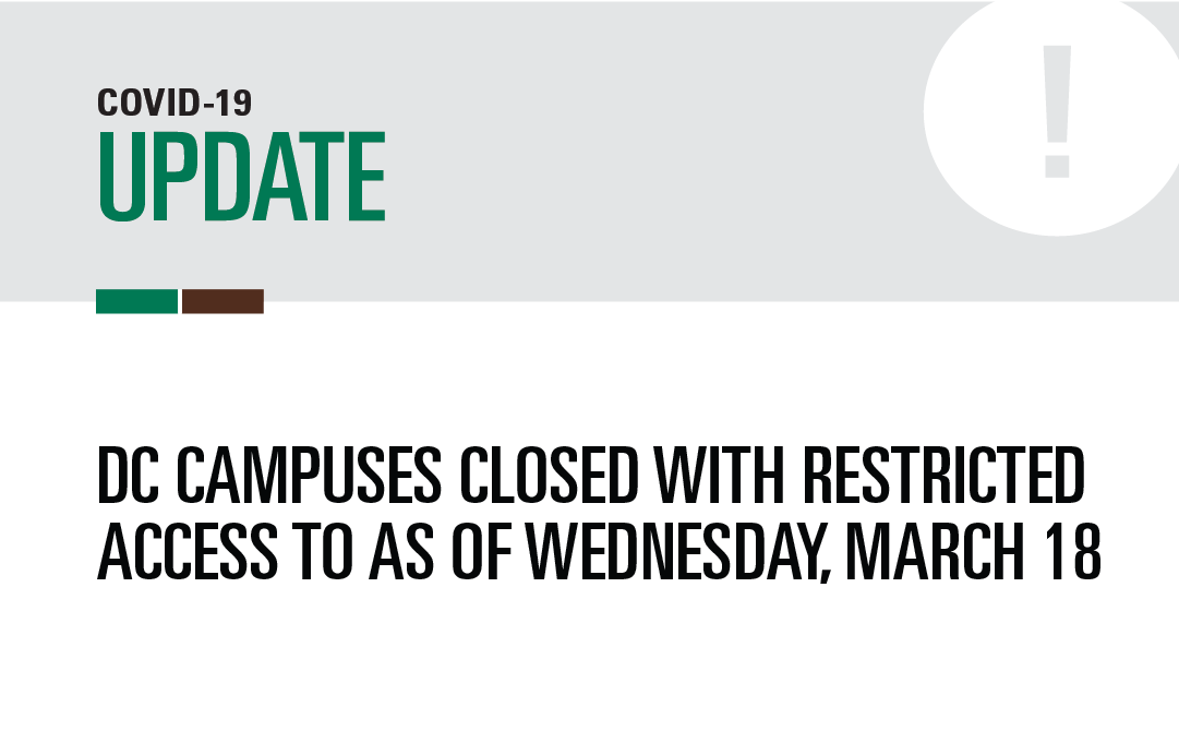 durhamcollege's tweet photo. [COVID-19 Update – 2/2] As of Wednesday, March 18, campus access is restricted to designated employees, students and contractors, until further notice. Visit https://t.co/ipMh3JcknX for more info as to what this means. https://t.co/BBaIdxborA