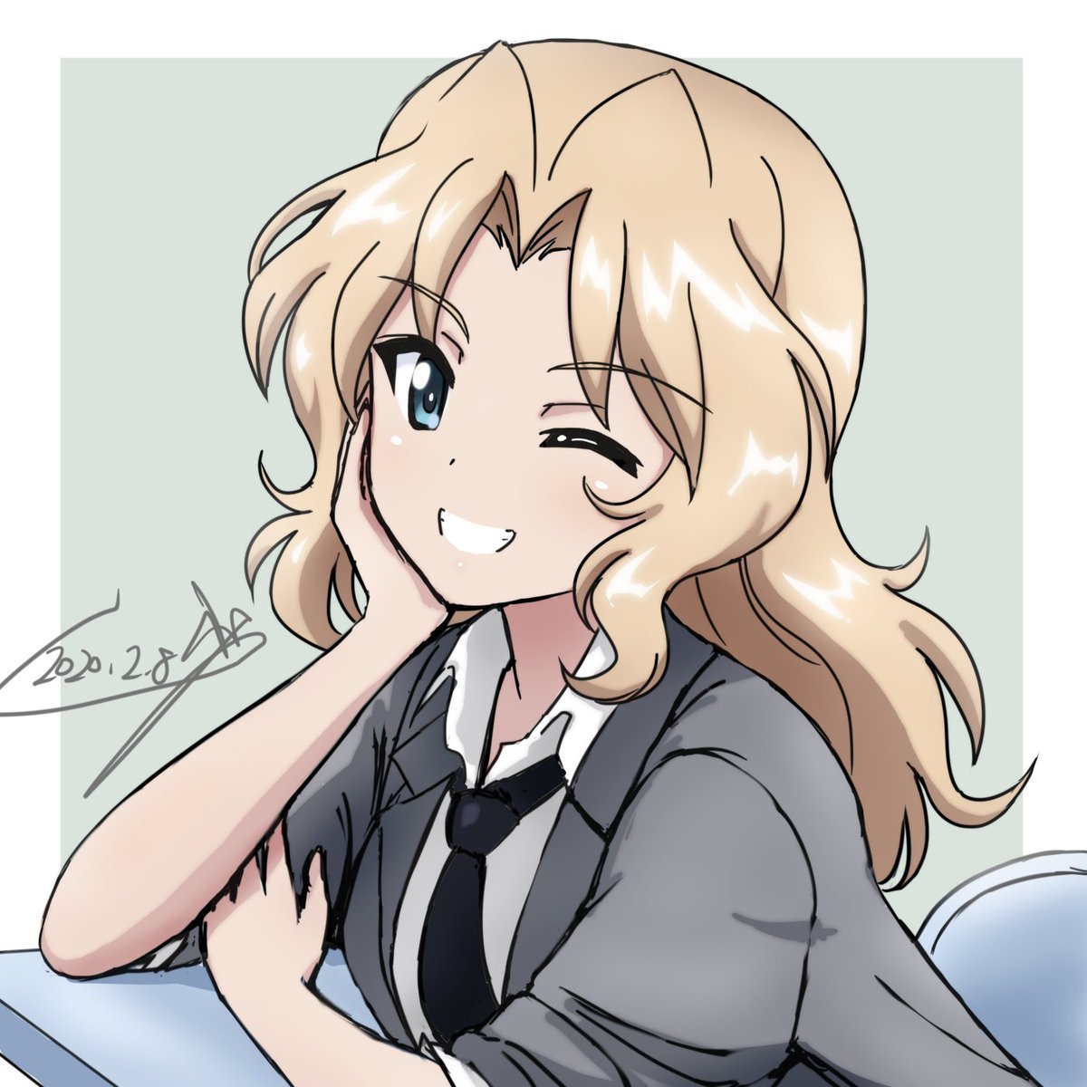 ケイ(ガルパン) 「デフォルト制服 or パンジャケ・シリーズ #ガルパン #garupan 」|ぶっくりP (ぱんあ40 西K04)のイラスト