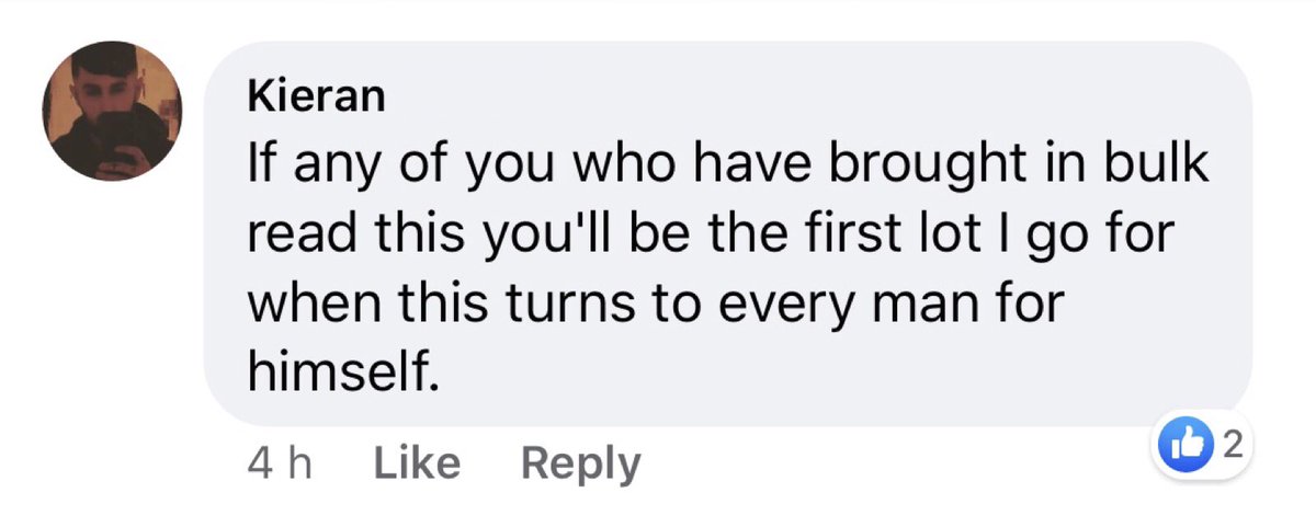 You bulk buyers watch out. Kieran will have you. #coronavirus #pandemic #everymanforhimself #bigbadkeiran #hideyourbogroll