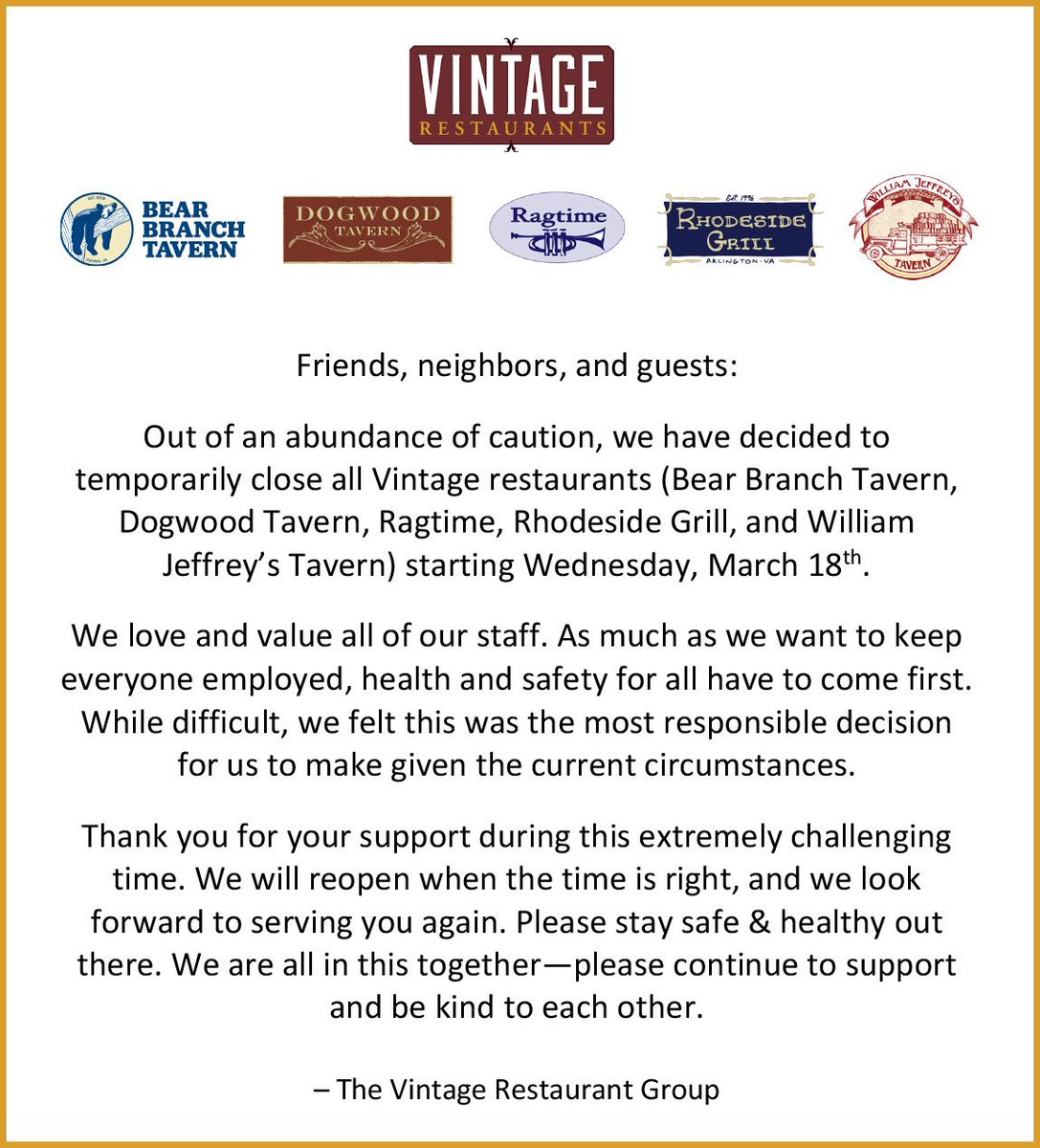 A notice about our temporary closing...