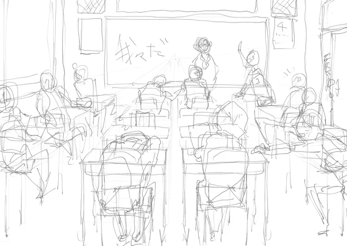 あとまじで下書きに入りたく無いラフも、お尻叩くために投げとく。なぜ描いた。 