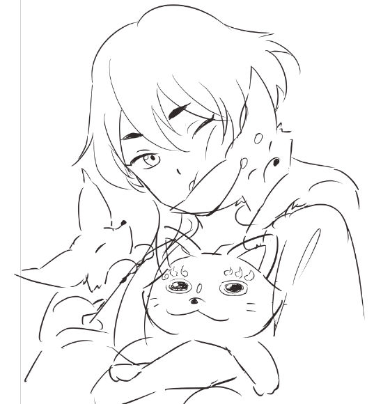 ノールックで描いたこんのすけ、怖い 