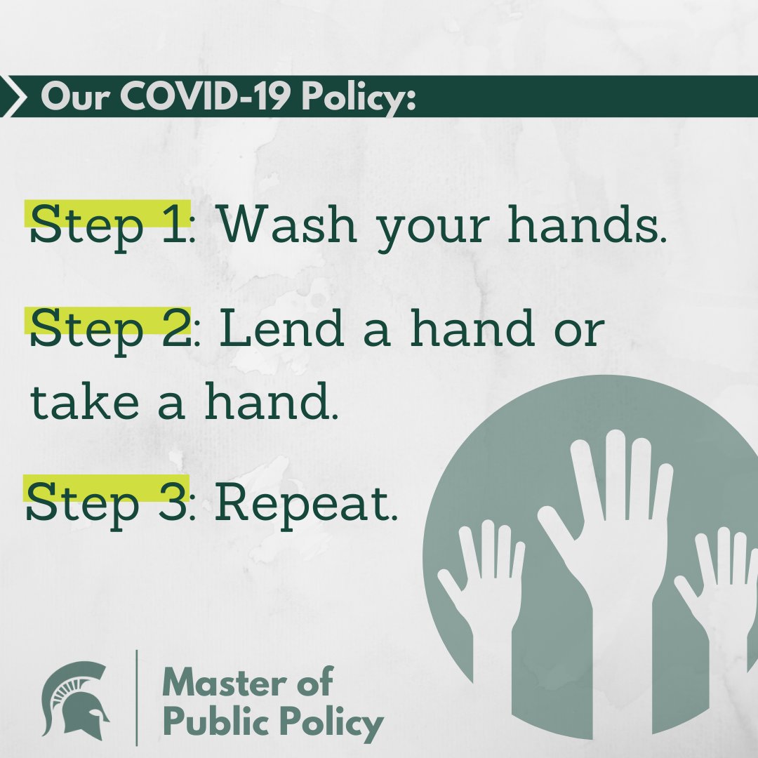 msu_mpp's tweet photo. #MSUMPP’s COVID-19 policy is simple: wash your hands and do what you can. 

If you’re in the @michiganstateu area, check out the link below—and if you’re not, let us know and we’ll connect you as best we can! #GoGreen and #GoWashYourHands. 

https://t.co/nPrZdnPREz https://t.co/8Ita5hGFiG