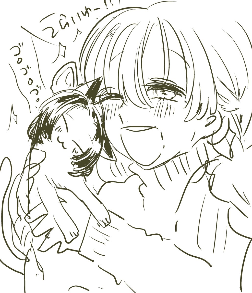 「中身は人間のまま」のしのぶにゃん?と蜜璃ちゃん?がいちゃいちゃする落書き 