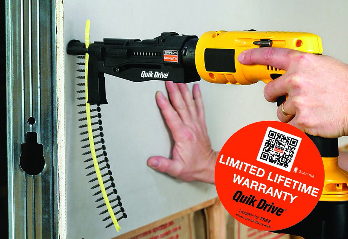 There's a <a href="/Quik_Drive/">Quik Drive</a> collated screw for just about every application, and now all Quik Drive kits come with a limited lifetime warranty.

strongtie.co.uk/products/gamme… 

#QuikDrive #Screws #Flooring #Decking #Drywall