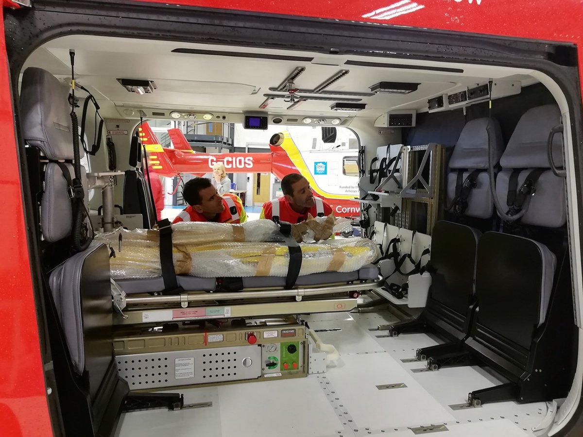 cornwallairamb's tweet photo. The new heli is here and the crew are busy training before its first operational flight from 1st April. There's lots of new equipment on board, the new A&E for the skies will help save more time and more lives #newheli #training https://t.co/uG3nJMrZsD