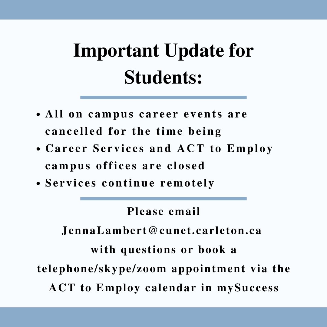 Please email: JennaLambert@cunet.carleton.ca with any questions or concerns.