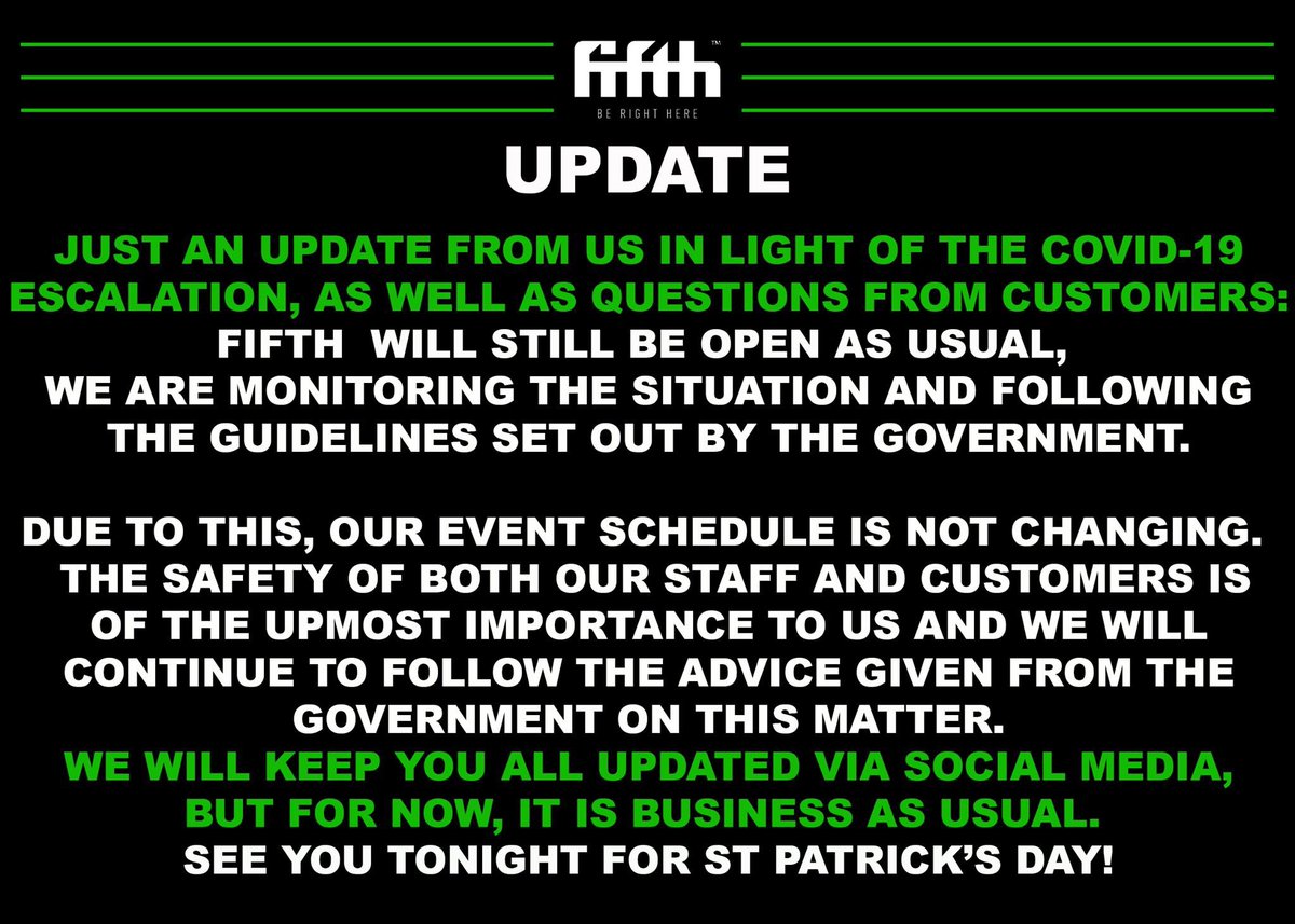‼️Just an update from us, we WILL be open as usual‼️

We are wishing everyone the best through these times and will continue to monitor the situation on our side!