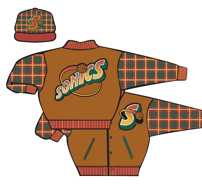 GameplanChicago's tweet photo. We were doing plaid back in 1996 when rebranding the Seattle @SuperSonics The grunge inspired Nirvana scene drove us to this possibility. It was never produced but really an interesting idea that #mitchell_ness has taken and run with. It's cool. https://t.co/78ktqXRQXw