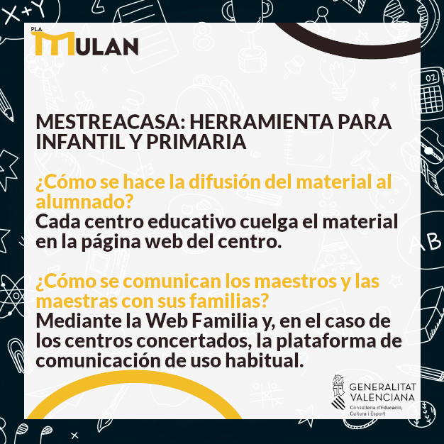 📌 Per a Infantil i Primària: mestreacasa.gva.es

Web Família: familia.edu.gva.es/wf-front/myita…
