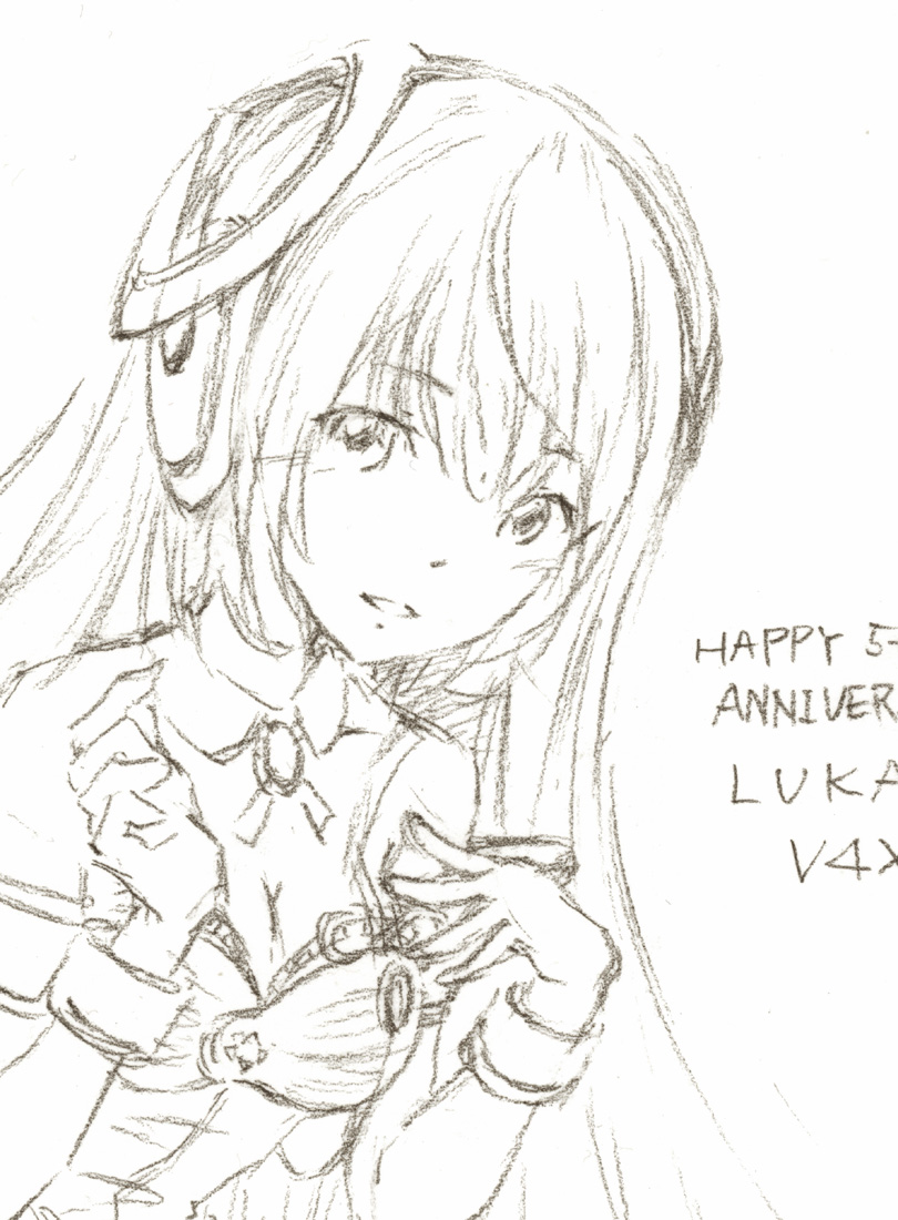 最近V4Xルカさんをたくさん描いてるので、随分スラスラと描けるようになったぞ!
塗りはまた明日～ 