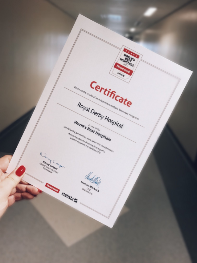 UHDBTrust's tweet photo. We’re proud to announce that the Royal Derby Hospital has earned a position in the Newsweek World’s Best Hospitals 2020! 

The World’s Best Hospitals ranking recognise the best medical institutions across 21 countries. 

@Newsweek https://t.co/tjQ0EXAUpZ