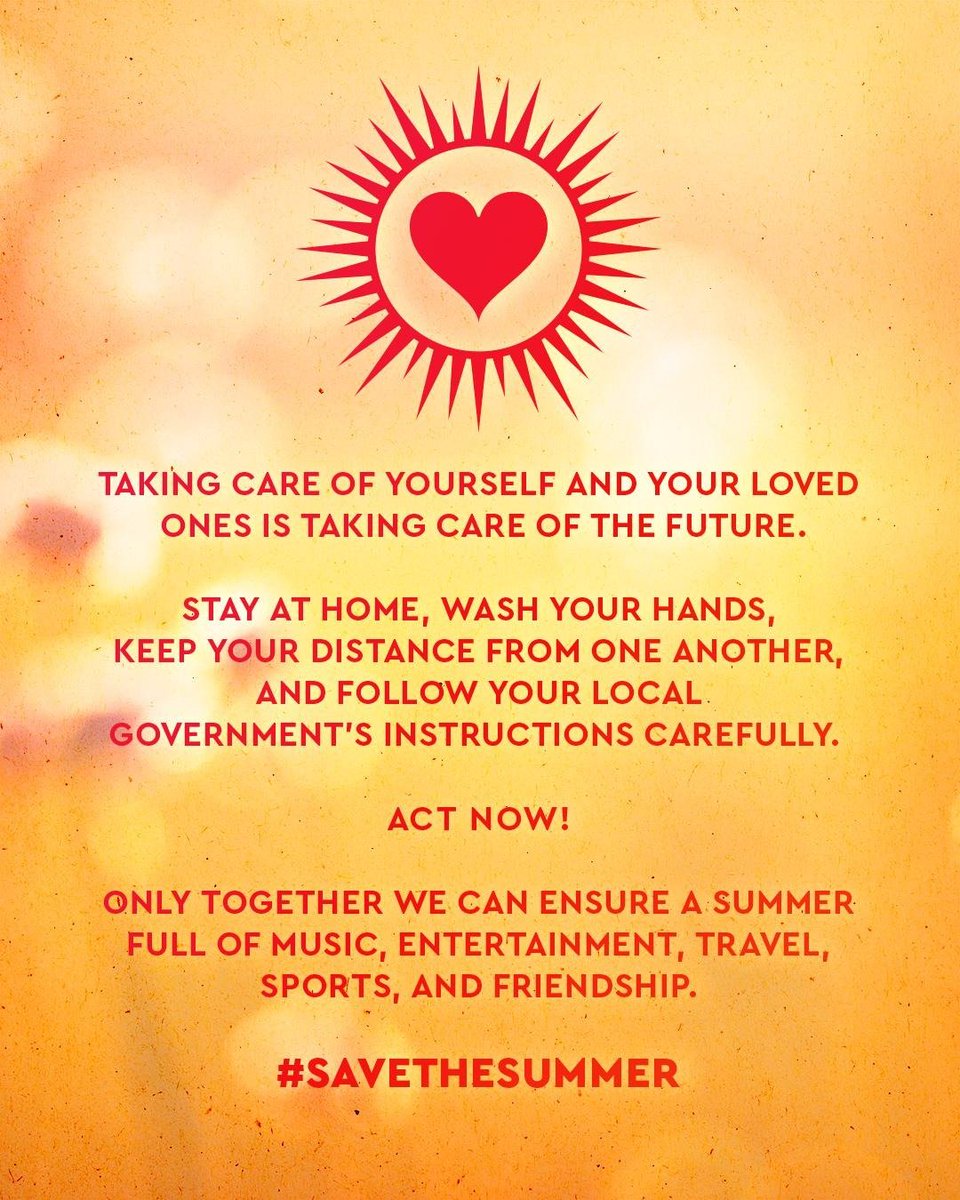 Way2events's tweet image. Taking care of yourself and your loved ones is taking care of the future. #stayhome #savethesummer