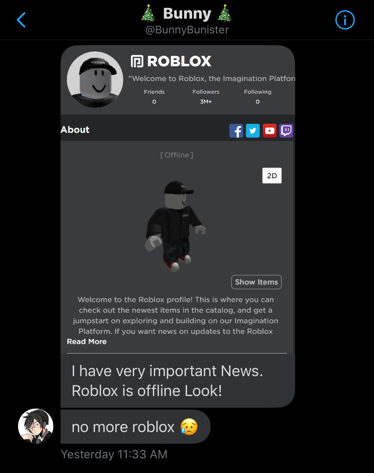 News Roblox On Twitter Roblox Is Offline Could This Mean The End - how to get on roblox when its offline