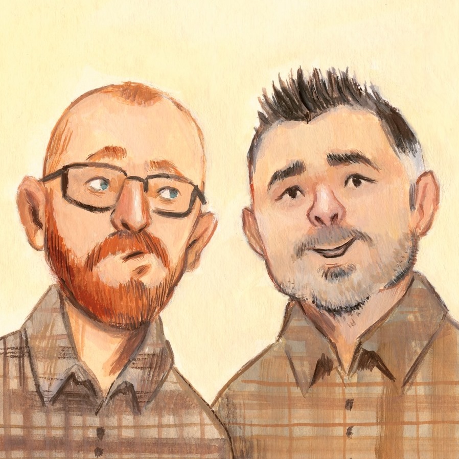HYWEL_ROBERTS's tweet photo. If you need a smile putting on yer face you could do worse than downloading the @KnewYouPodcast where there's talk of #movies #learnin' #teachin' #books #culture #family #music and the like, with me and the nimble @edsouthall. 10 episodes to go at with a new one dropping toneet! https://t.co/wFmu0EzuMF