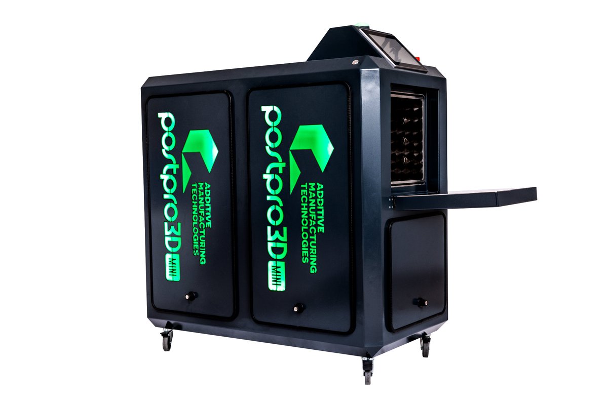 amtpostpro's tweet image. AMT&apos;s #PostPro3DMini is illuminated in green, in honor of #StPatricksDay! The PostPro3DMini has all the advantages of the #PostPro3D, but in a more compact unit designed for smaller #production runs. Ideal for R&amp;amp;D departments, Universities &amp;amp; small service bureaus. #PostProcessing
