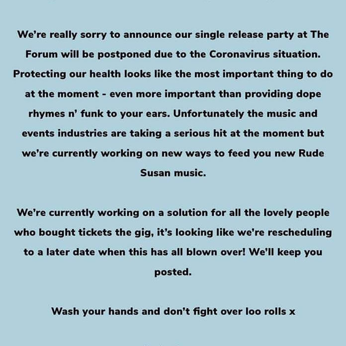 Kung Fu Slipper (@kungfuslipper) on Twitter photo ๐ข No <a href="/twforum/">tunbridgewellsforum</a> gig for us on 28th March. Hopefully to be rescheduled. More importantly please do all you can to support this amazing venue and all the people who may struggle through these difficult times. Stay safe and well and look after each other ๐๐ป ๐ข No <a href="/twforum/">tunbridgewellsforum</a> gig for us on 28th March. Hopefully to be rescheduled. More importantly please do all you can to support this amazing venue and all the people who may struggle through these difficult times. Stay safe and well and look after each other ๐๐ป