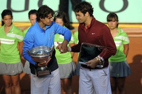 Roger & Rafa at Roland Garros 2011 ceremony 