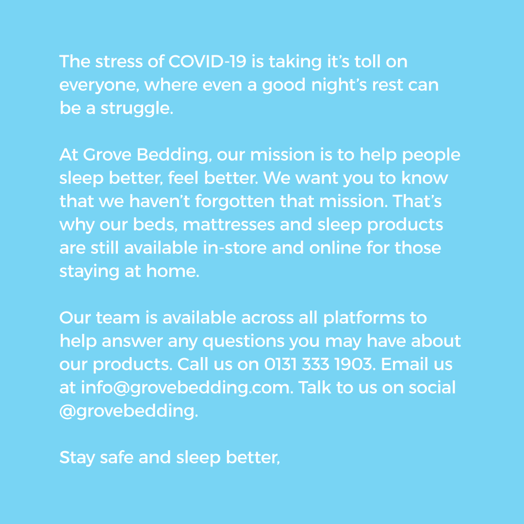 GroveBedding's tweet photo. To our Grove Bedding customers, #sleepbetterfeelbetter 💙🙏 https://t.co/vgiFwjbpWo