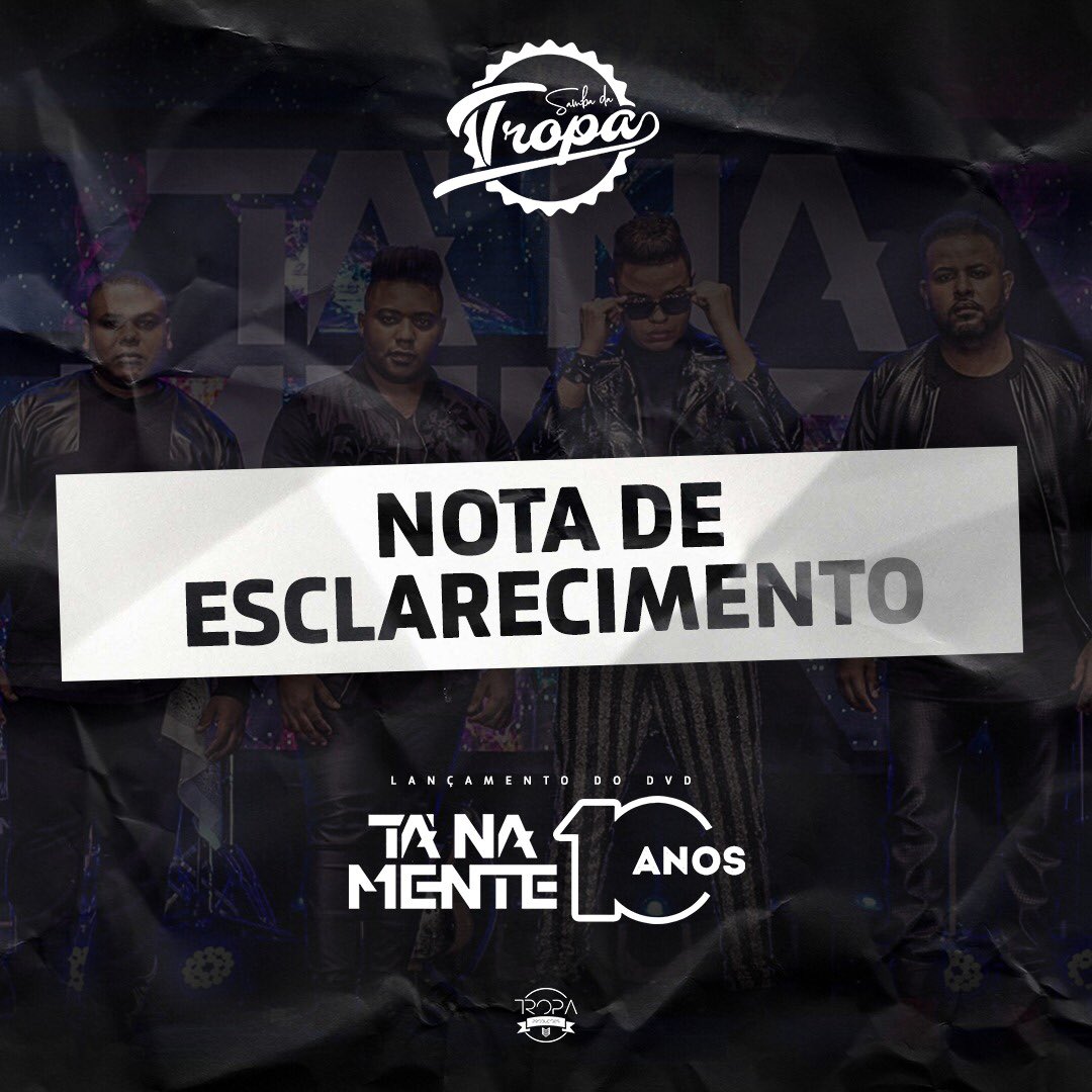 troopeventos's tweet photo. “NOTA DE ESCLARECIMENTO SAMBA DA TROPA - LANÇAMENTO DVD TÁ NA MENTE #10ANOS”

Seguindo as recomendações das autoridades públicas e sanitárias devido os desdobramentos do Covid-19. https://t.co/iKlpUAGAUo