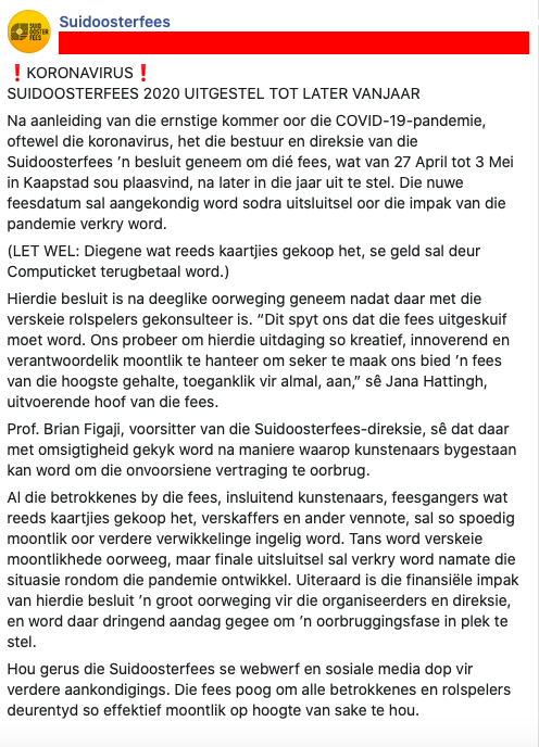 Suidoosterfees tweet media