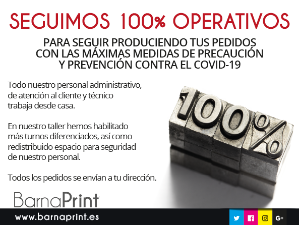 Barnaprint's tweet photo. Ante las contingencias ocasionadas por la pandemia del #Covid19ESP, queremos que sepas que seguimos 100% operativos online. Gestiona tu pedido en https://t.co/hoA01O1Dw1 y recíbelo en tu dirección, ahora con envío gratis hasta el 31Marzo. #Barnaprint #ImprentaOnline https://t.co/qjhjRSUbtv