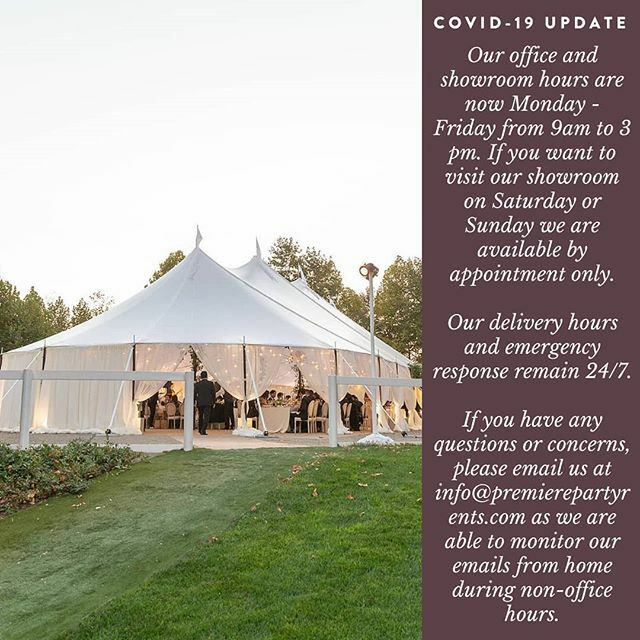 COVID-19 Updates. Please note our new hours. If you have any questions or concerns please email us at info@premierepartyrents.com!