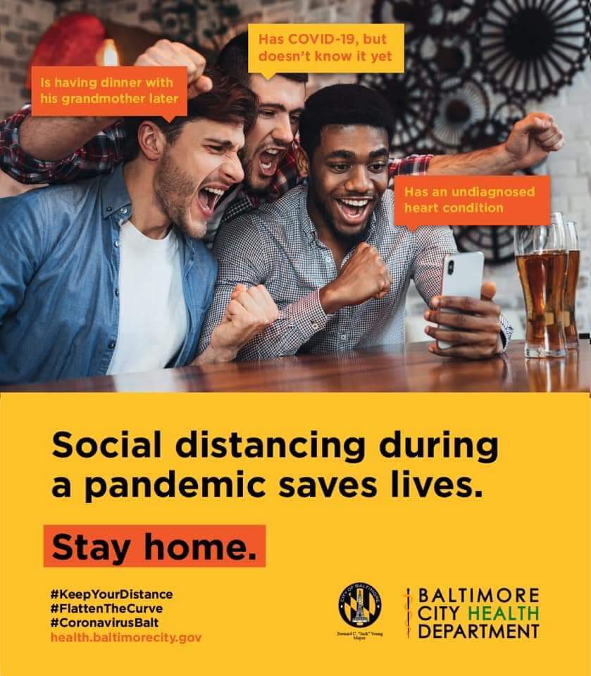  @BMore_Healthy's simple, effective message about  #socialdistancing.