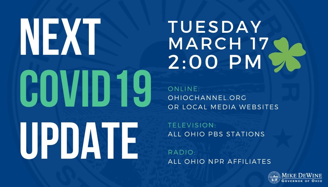 GovMikeDeWine's tweet photo. We'll have another update for you coming up today at 2 pm. 
 
📺 TV: Ohio's @PBS stations
📻 RADIO: Ohio's @NPR affiliates
💻 ONLINE: https://t.co/90BcIYqI19

#COVID19 #COVID19OhioReady https://t.co/VBlCOWPGDz