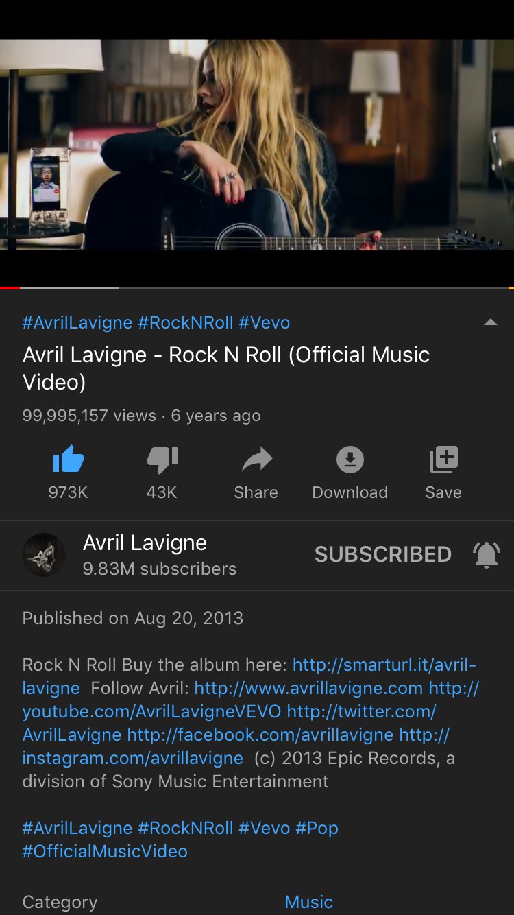 Avril Lavigne Rock N Roll Music Video Needs 4 843 More Views Left Until It Gets 100m We Got This Lbs So Fucking Close So Close So Close Rnr100m Rocknrollavril