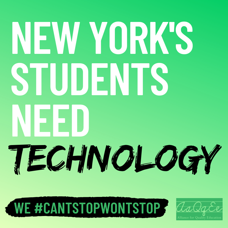 MaketheRoadNY's tweet photo. The COVID19 pandemic shows the systemic inequities built into our education system. 

As schools shut down, some schools will seamlessly integrate online learning, most will not. It’s time we #TaxTheRich and #FundNYSchools. 

We #CantStopWontStop! https://t.co/VS6DiV1SH2