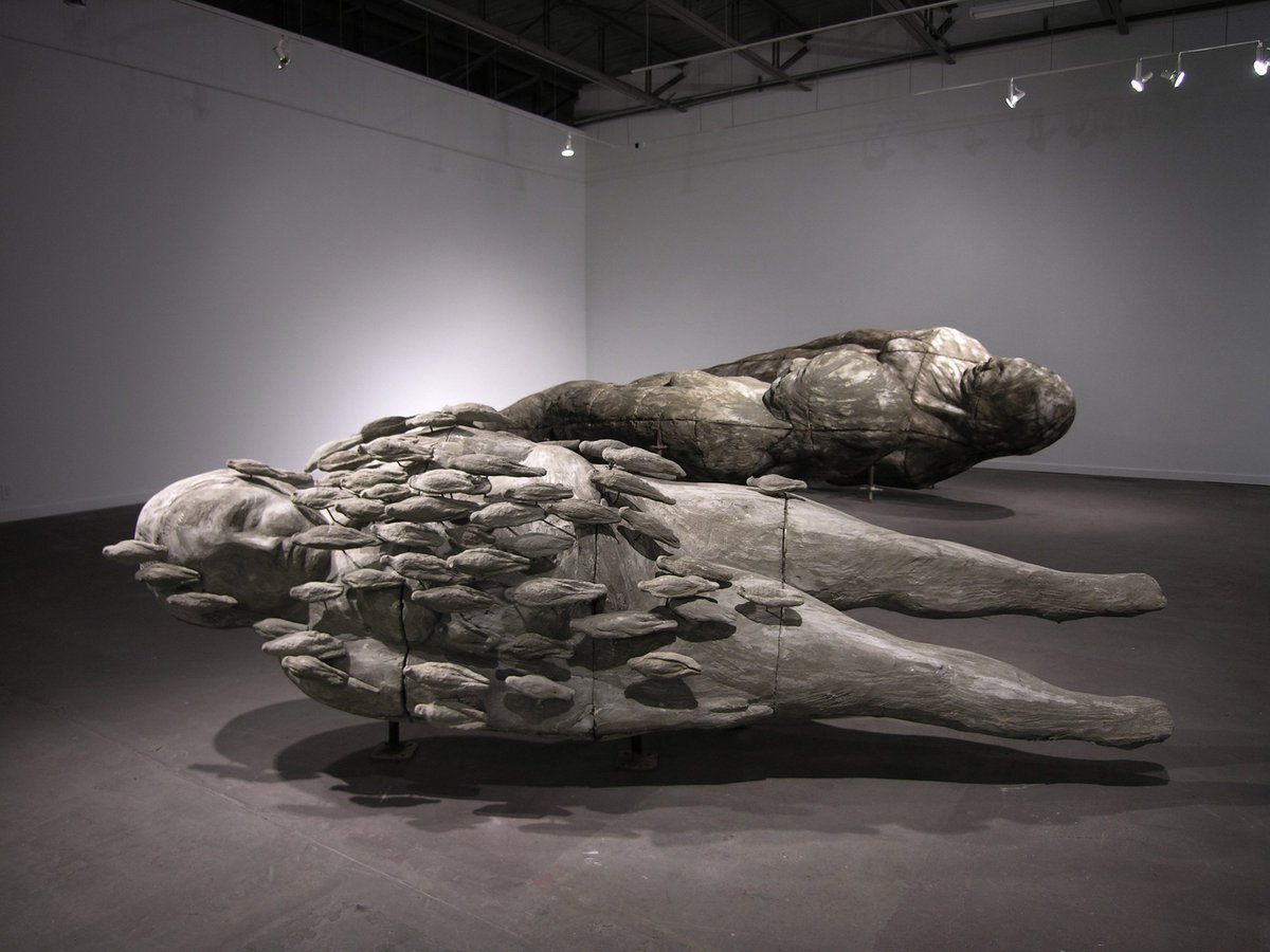 Sculpture by South African artist Ledelle Moe, 2000s-10s, known for her large-scale, mournful works that recall ancient monuments and memorials
