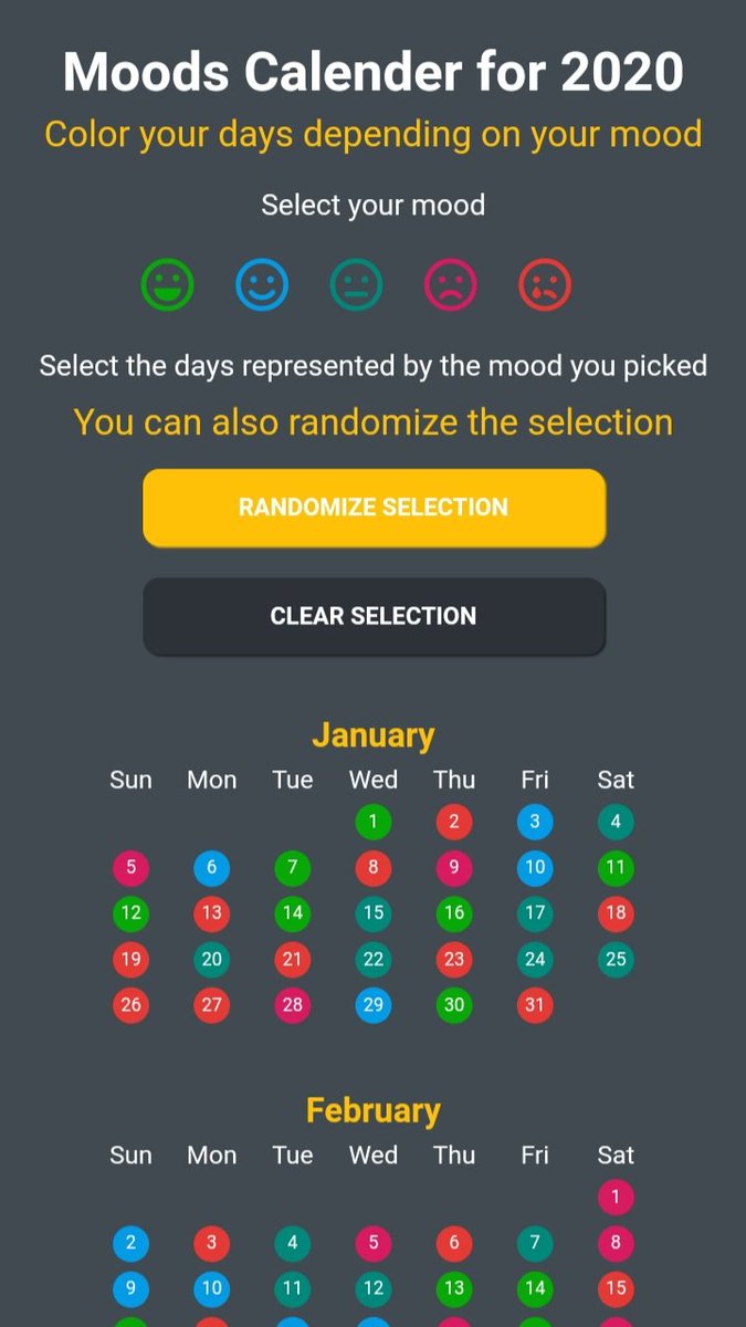 Day 2 of 100
Moods Calendar Project
Project: stivo-m.github.io/moods-calender/

Github: github.com/stivo-m/moods-…

#100Days100Projects