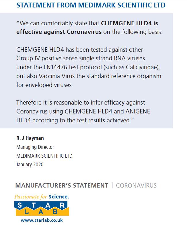 MANUFACTURER'S STATEMENT
 Re: Chemgene &amp; Coronavirus - We currently have stock available and have placed another order to handle the increased demand. buff.ly/3b4jA7k See more