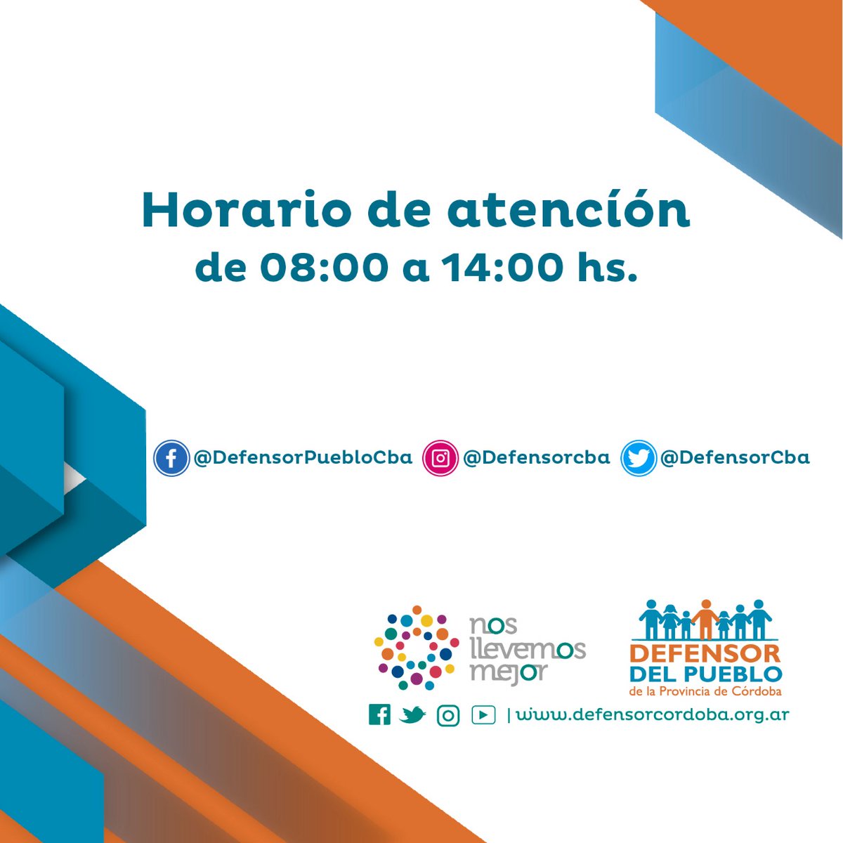 Defensoria_Cba's tweet photo. Dada la situación actual y de público conocimiento trabajamos con guardias mínimas y reforzamos nuestros canales de atención no presenciales. https://t.co/2uFxcvaMKk