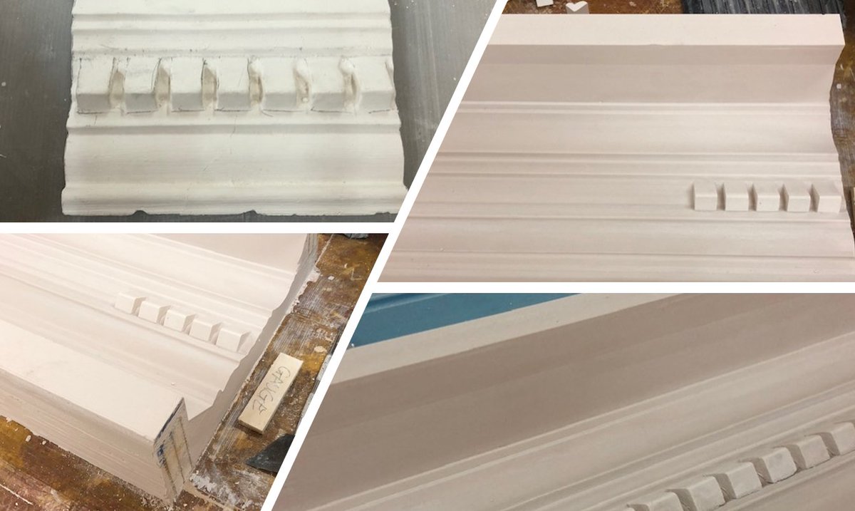 Artisan_Plaster's tweet photo. Match to existing Dentil Block cornice is being manufactured today in our workshop. We had to match an existing piece of cornice. Our craftsman are busy manufacturing the squares for the cornice. Once complete we will share a photograph #dentil #cornice #coving https://t.co/ul2By5NHBI