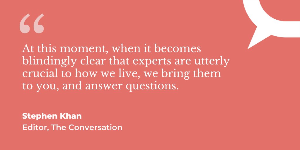 ConversationUK's tweet photo. Our Editor @StephenKhan explains how The Conversation brings experts from around the world to cover #Coronavirus.

"The crisis shows that accurate, expert-driven analysis is crucial"

Read more, get daily updates https://t.co/wU54evI6vb

You can support us https://t.co/Xu9J7L9Hfw https://t.co/ZwM6V7sE3m