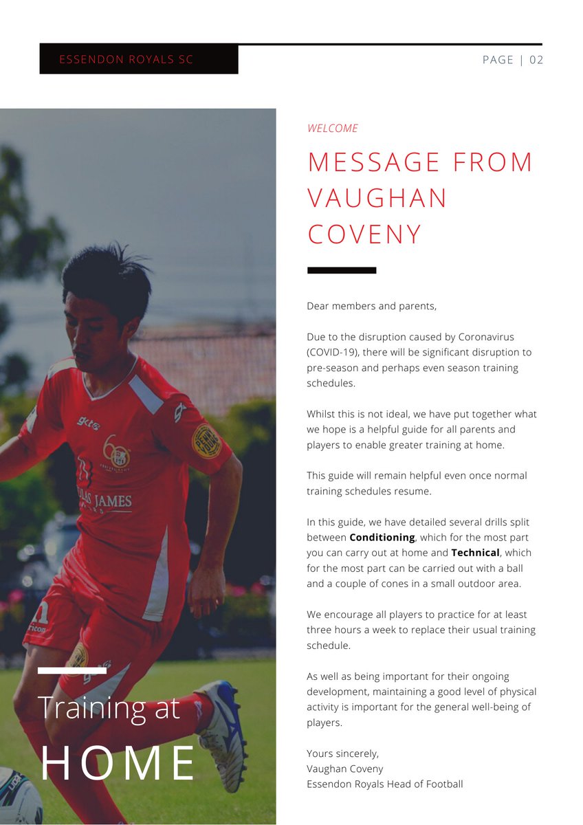 EssendonRoyals's tweet photo. Yesterday we shared our Training At Home Guide with members, so today we thought we'd share it with the general public, thanks to our sponsors: https://t.co/q70bKv5ibn

Full Train At Home Guide on our website: https://t.co/ZgEnn2ql1a

#COVID19au #PlayFootball https://t.co/SygUitvGJ4